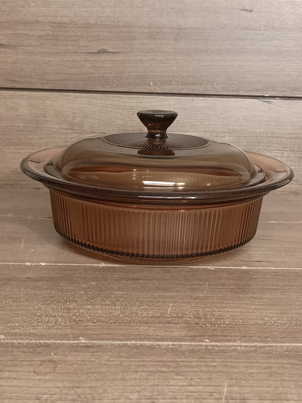 Vintage Vision Corning Ware 1QT Amber Baking Dish V-31-B with Pyrex V-1.5-C